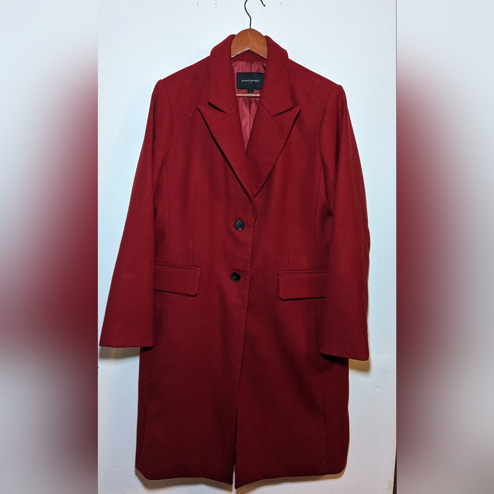 Banana Republic Red Wool Coat, Large
